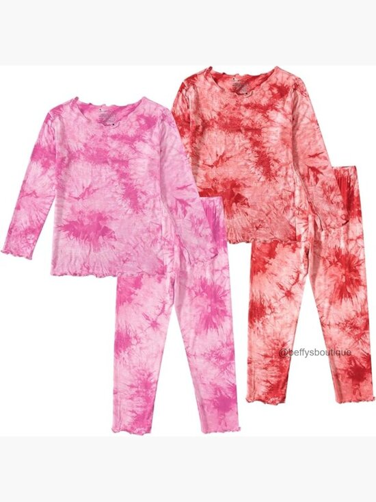 Other - Kids Toddler Rayon Bamboo Pajama Set Long Sleeve 4pc Tops & Pants Tie Dye